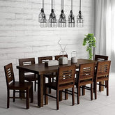MoonWooden Solid Wood 8 Seater Dining Table Set with 8 Chair for Home & Office Furniture| Hotel & Dinner | Drawing Room Furniture | with Dark Walnut Finish